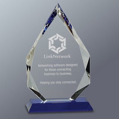 Crystal Faceted Diamond Award Series w/Blue Crystal Base, Medium (5-1/2"x9"H)
