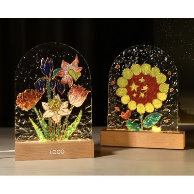 Acrylic Water Ripple Graffiti Painting Board Glowing Night Light Bedroom Decor