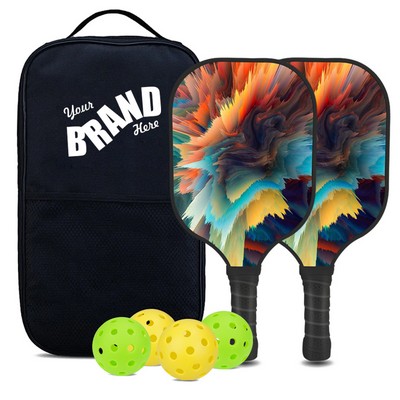 Carbon Fiber Pickleball Paddle Set in a Carrying Bag